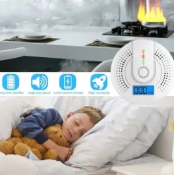 Sale Kolmonoxiddetektor med LCD-display och starkt ljudlarm – bärbar CO-varnare för hemmet, husvagn och resa Rök- & Koloxiddetektorer