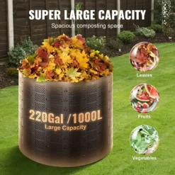 Sale Kompostbehållare 220 gallon, expanderbar utomhuskompostor, enkel installation & hög kapacitet för bördig jord. Kompostering