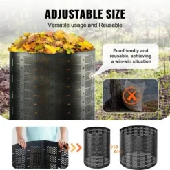 Best Kompostbehållare, 832,8 L, 335x90 cm, Svart, HDPE Kompostering
