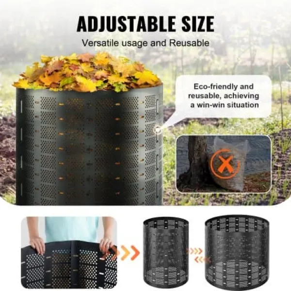 Best Kompostbehållare, 832,8 L, 335x90 cm, Svart, HDPE Kompostering