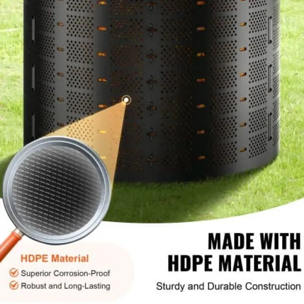 Best Kompostbehållare, 832,8 L, 335x90 cm, Svart, HDPE Kompostering