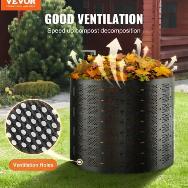 Best Kompostbehållare, 832,8 L, 335x90 cm, Svart, HDPE Kompostering