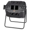 Kompostbehållare, Dubbla kammare komposttumlare, 73.5x62.5x95.5 cm, Svart, Utomhus