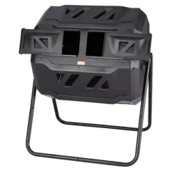 Kompostbehållare, Dubbla kammare komposttumlare, 73.5x62.5x95.5 cm, Svart, Utomhus