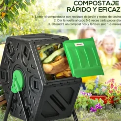 Komposter, 65L kapacitet, 360° roterande design