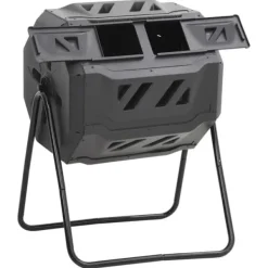 Kompostlåda för trädgården svart 73x64x95 cm 160 L - Kompostbehållare - Kompostlåda - Home & Living