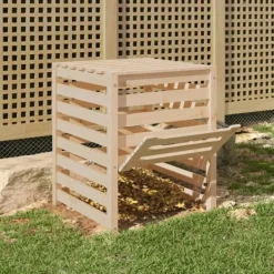 Discount Kompostlåda i massiv furu - Hög kapacitet med lufthål | Storlek: 63,5x63,5x77,5 cm Kompostering