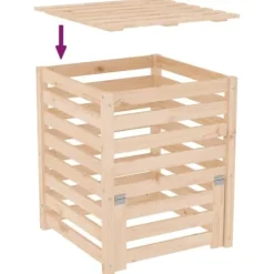Discount Kompostlåda i massiv furu - Hög kapacitet med lufthål | Storlek: 63,5x63,5x77,5 cm Kompostering