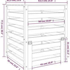 Discount Kompostlåda i massiv furu - Hög kapacitet med lufthål | Storlek: 63,5x63,5x77,5 cm Kompostering