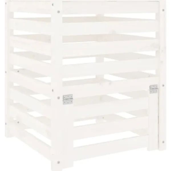 Clearance Kompostlåda vit 63,5x63,5x77,5 cm massiv furu Kompostering