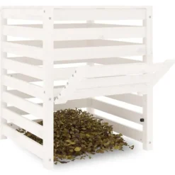 vidaXL Kompostlåda vit 63,5x63,5x77,5 cm massiv furu