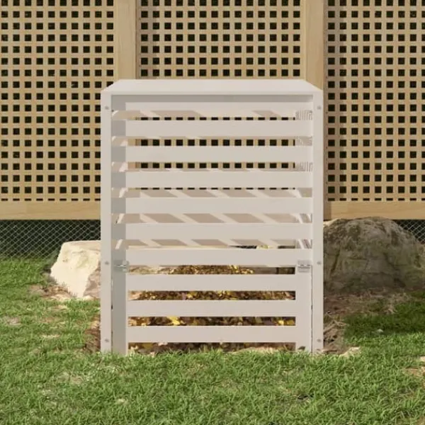vidaXL Kompostlåda vit 82,5x82,5x99,5 cm massiv furu