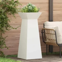 Konformad växtställning i vit plast - Modern dekoration för inomhus och utomhus | Storlek: 40x40x101 cm | Färg: Vit