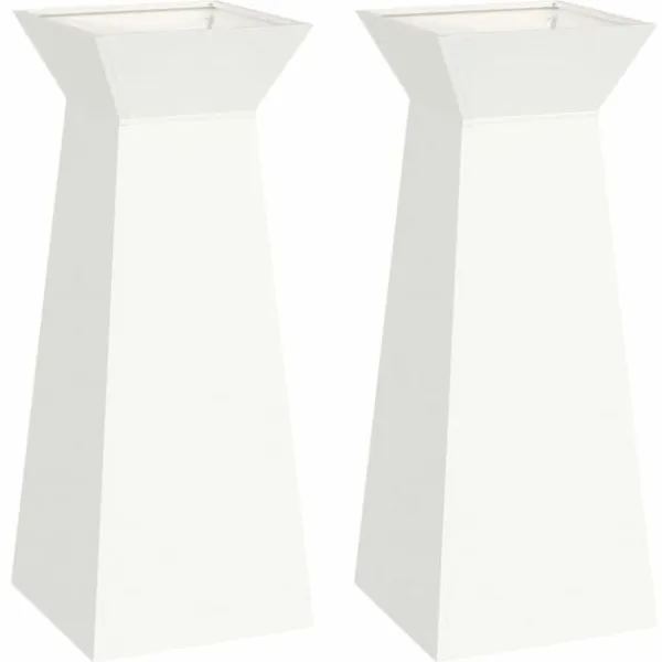 Konformad växtställning i vit plast - Modern dekoration för inomhus och utomhus | Storlek: 40x40x101 cm | Färg: Vit