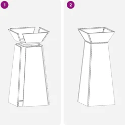 Konformad växtställning i vit plast - Modern dekoration för inomhus och utomhus | Storlek: 40x40x101 cm | Färg: Vit