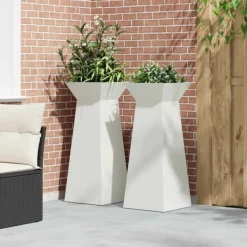 Konformad växtställning i vit plast - Modern dekoration för inomhus och utomhus | Storlek: 40x40x101 cm | Färg: Vit