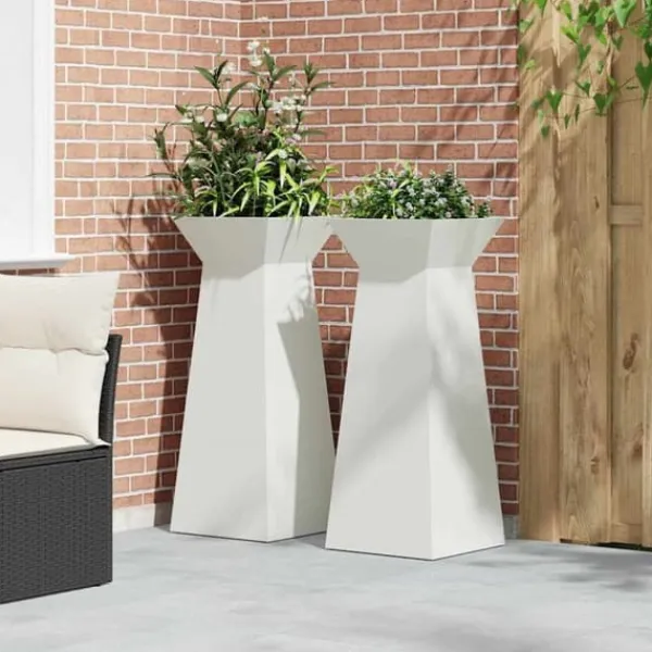 Konformad växtställning i vit plast - Modern dekoration för inomhus och utomhus | Storlek: 40x40x101 cm | Färg: Vit