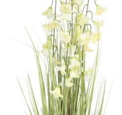 Clearance Konstgjord blomma I TRÄDGÅRD H87cm, vit campanula, gräs med kruka Blommor