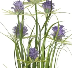 Konstgjord blomma I TRÄDGÅRD H70cm, lila krysantemum, gräs med kruka