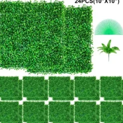 Discount Konstgjord buxbompanel, 25x25x4 cm, Grön, PE-material Trädgårdsprydnader