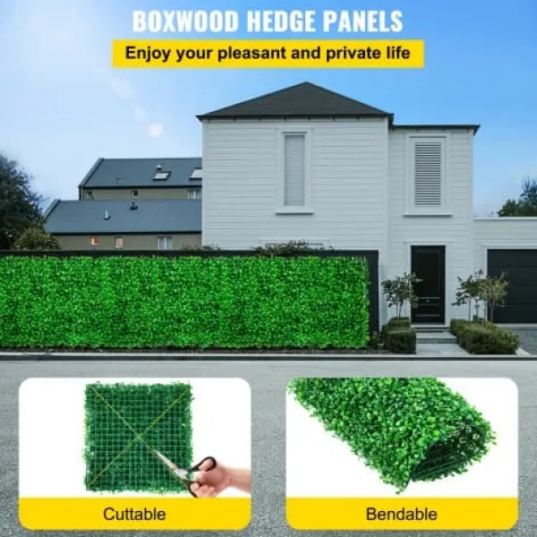 Discount Konstgjord buxbompanel, 25x25x4 cm, Grön, PE-material Trädgårdsprydnader