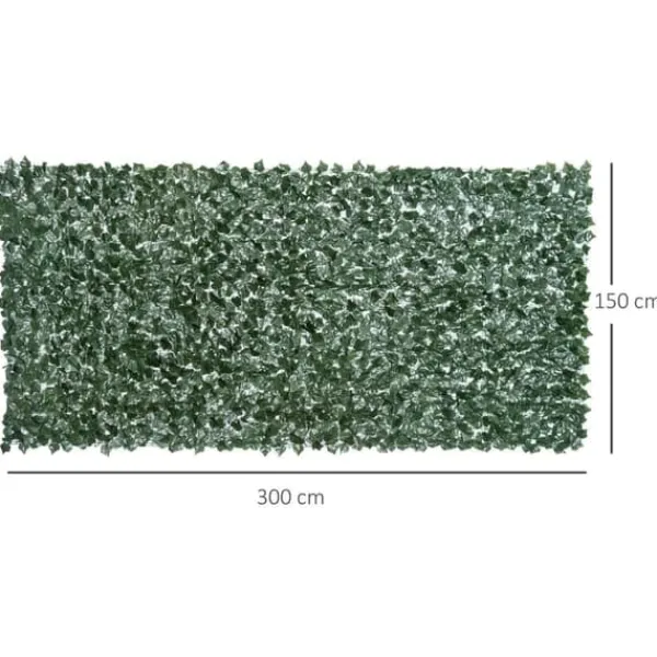 Konstgjord häck 300x150 cm, mörkgrön, insynsskydd för trädgård & balkong