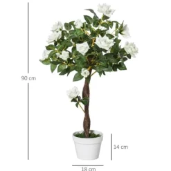Konstgjord rosbuske 90 cm med kruka, för hem, kontor & trädgård