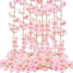 Outlet Konstgjorda blommor, 4 st 6ft konstgjord körsbärsblomskrans hängande hem Bröllopsträdgård Blommor