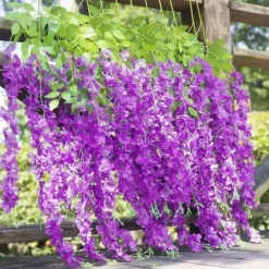 Hot Konstgjorda löv Lila blåregn blomma 12pack falsk vinranka hängande växt girland grön falsk plast växt Trädgård Bröllop Blommor