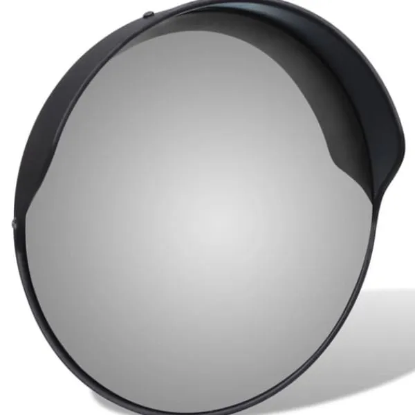 Konvex trafikspegel 30 cm - Krossäker PC-plast | Färg: Svart | Storlek: 30 cm