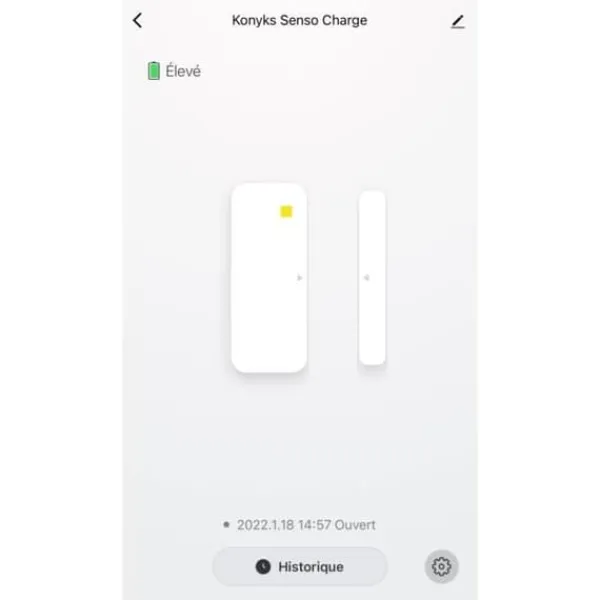 Konyks Senso Charge 2 - Batteridriven Wi-Fi-öppningsdetektor för dörr och fönster, 1 års batteritid, Smartphone-aviseringar
