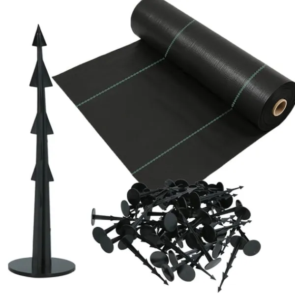 Outlet KOTARBAU® Ogrässkyddande Trädgårdstextil Universal För Ogräs Svart Rulle 110 G/M2 0,6 X 100 M + Pinnar Markduk & Fiberduk