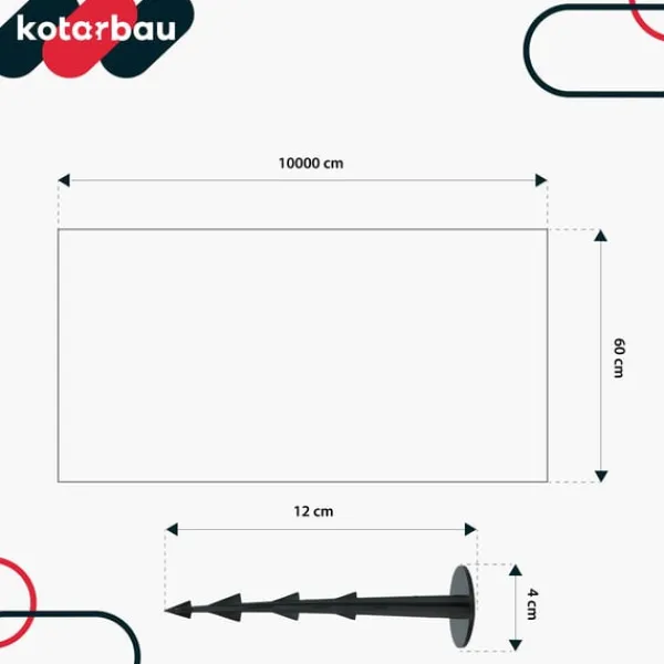 Outlet KOTARBAU® Ogrässkyddande Trädgårdstextil Universal För Ogräs Svart Rulle 110 G/M2 0,6 X 100 M + Pinnar Markduk & Fiberduk