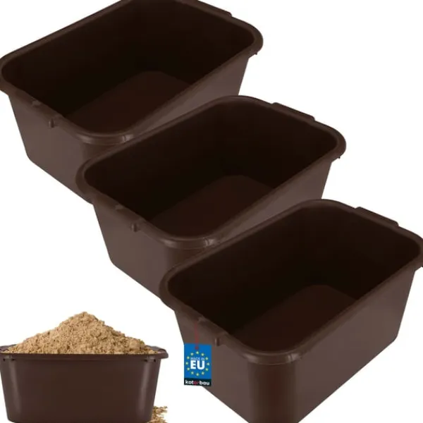 Best KOTARBAU® Rektangulär trädgårdscontainer Murbrukscontainer 45 l brun 3-pack Trädgårdskorgar