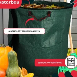 Online KOTARBAU® Rund hopfällbar trädgårdskorg för löv och gräs med dragkedja 272 l Trädgårdskorgar