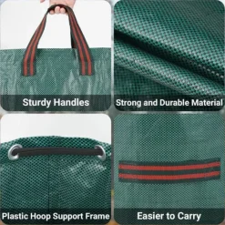 Kraftiga trädgårdsavfallspåsar - 500L x 2-pack Återanvändbara trädgårdsavfallspåsar med handtag