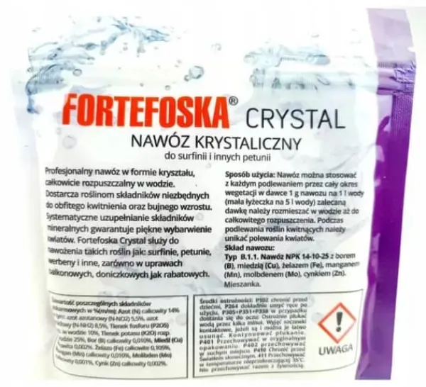 KRISTALLGÖDNINGSMEDEL FÖR SURFINIA FORTEFOSKA CRYSTAL 250G MYCKET EFFEKTIVT Gödningsmedel