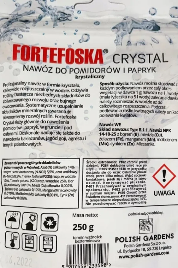 KRISTALLGÖDNINGSMEDEL FÖR TOMATER OCH PAPRIKA FORTEFOSKA KRISTALL 250G EFFEKTIV