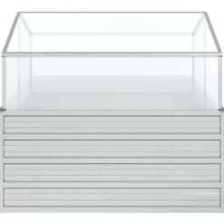 Discount Krukor & odlingslådor - Living Upphöjd odlingslåda med växthus 100x100x85 cm silver Växthus