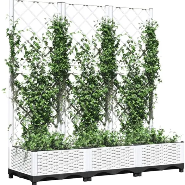 Krukor & odlingslådor - Living Odlingslåda med spaljé vit 120x40x121,5 cm PP