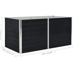 Clearance Krukor & odlingslådor - Living Odlingslåda 160x80x45 cm galvaniserat stål antracit Krukor & Växtbehållare