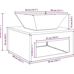 Kubisk eldstad i stål för utomhusbruk – Industristil | Färg: Svart | Storlek: 50x50x40 cm