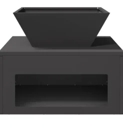 Kubisk eldstad i stål för utomhusbruk – Industristil | Färg: Svart | Storlek: 50x50x40 cm