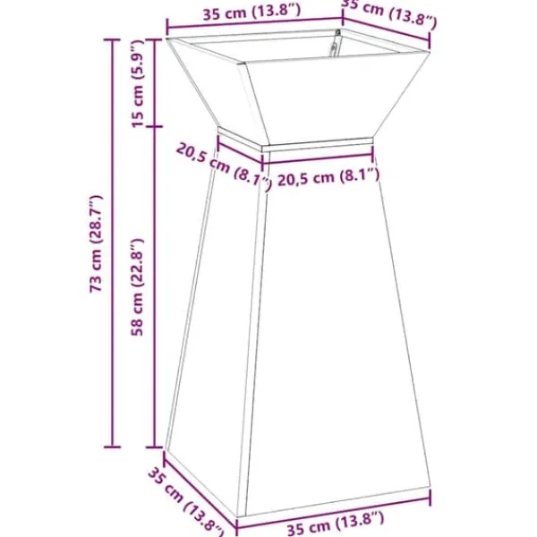 Kubiskt växtställ i antracit - Modern växtdisplay för inomhus & utomhus | Färg: Antracit | Storlek: 35x35x73 cm