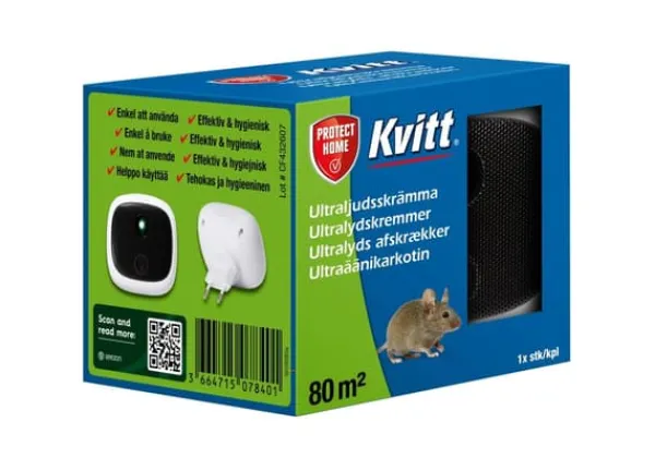 Kvitt® Ultraljudsskrämmare för mus och råtta 80 m2 Insektsmedel & Djuravvisande Medel