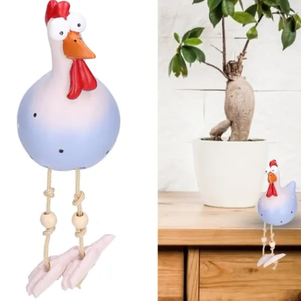 New Kycklingstaty Resin Djurfigur Ornament Dekoration Hantverk för Hem Trädgård Grå Trädgårdsprydnader