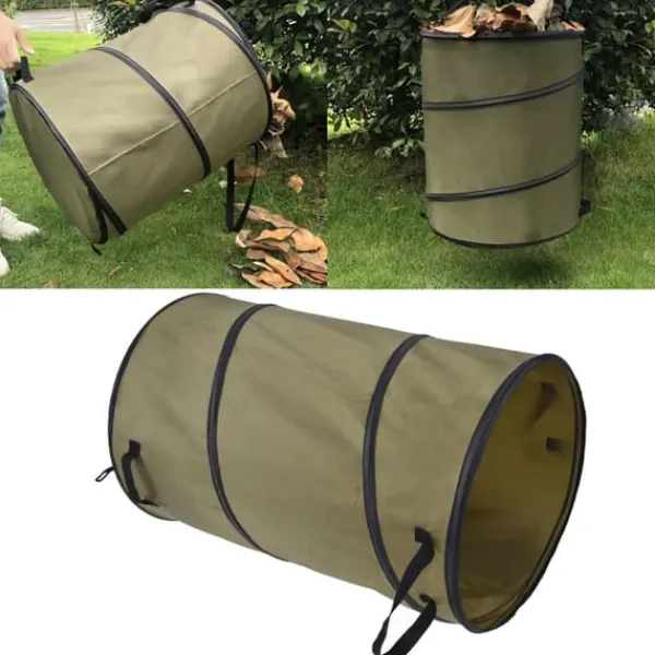 113L hopfällbar papperskorg 30 gallon återvinning stor lövsoppåse med handtag för trädgårdscamping