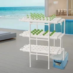 Clearance 3-lagers hydroponiskt system, 108 växtplatser, vattensnålt design, lätt att montera Kit För Växt- & Örtplantering