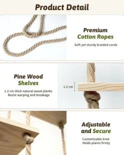 Sale 5-lagers Makramé Hängande Växthylla för Fönster – Handgjord Växtställning & Inomhus Växthållare Krukväxter Inomhus