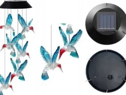 LeanToys Juldekoration Solcellslampa Kolibrier LED Färgade fåglar